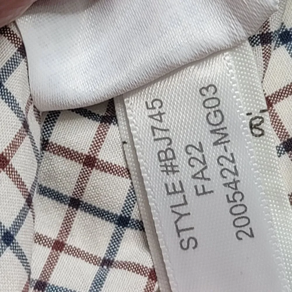 J.Crew Secret Wash Shirt Men's Slim Medium Brown Blue Check Cotton Button Front